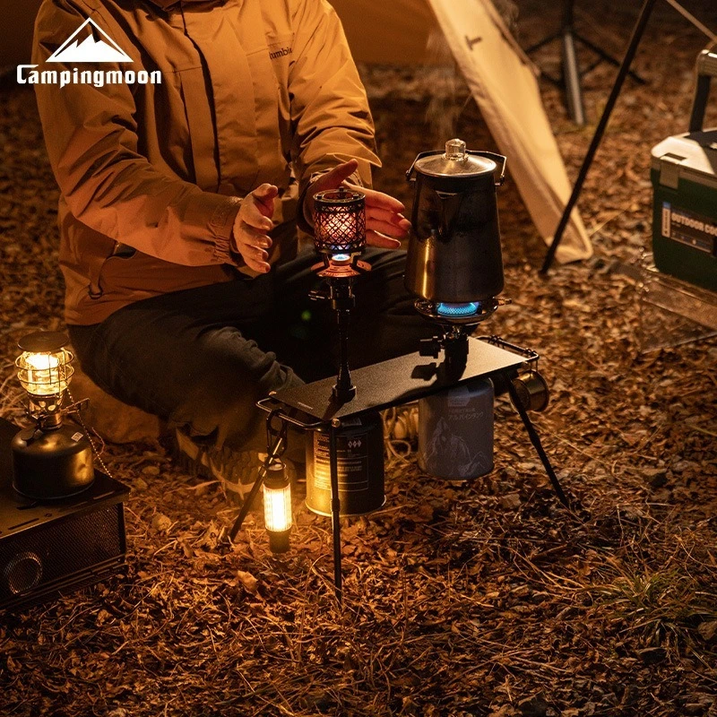 

CAMPINGMOON BKZ06-L Stove Rack Table Dual Burner Interface Multi-functional IGT Tabletop with Two-Level Height Adjustment
