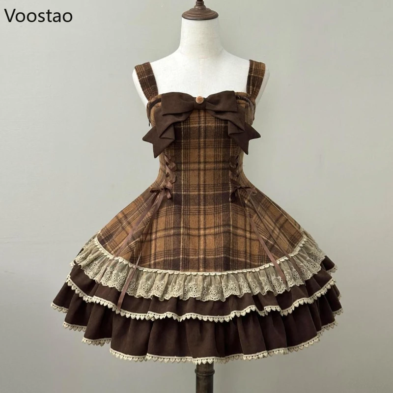 اليابانية لطيف لوليتا نمط 3 قطعة مجموعة المرأة الحلو مقوس دانتيل بيتر بان طوق عباءة علوية منقوشة فستان قصير الكورية Harajuku Y2k البدلة