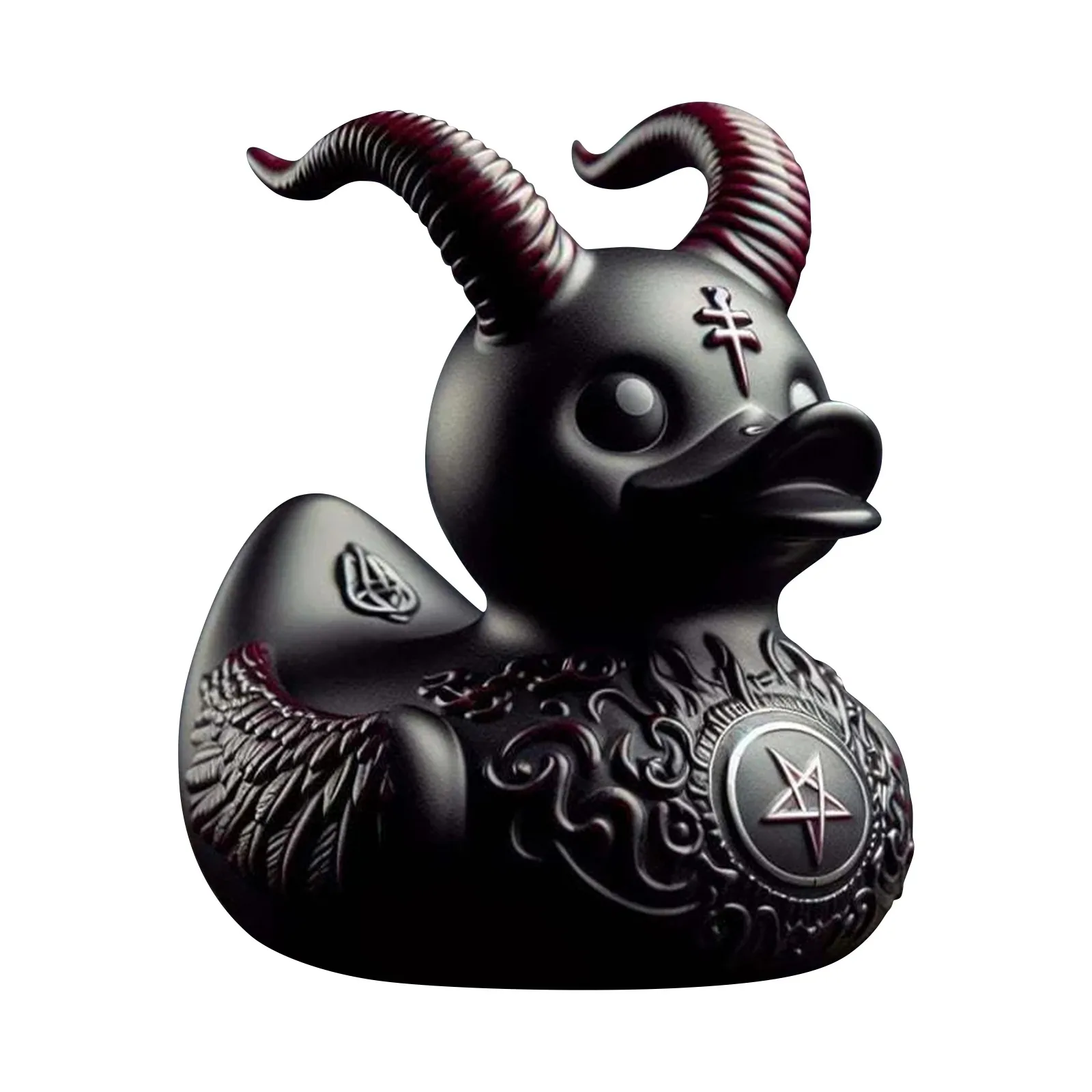 Rubber Ducks For Car Dashboard Death Rock Duck Satan Devil Duck Statue Bookshelf Desktop Decor Animal Figurine Collectible