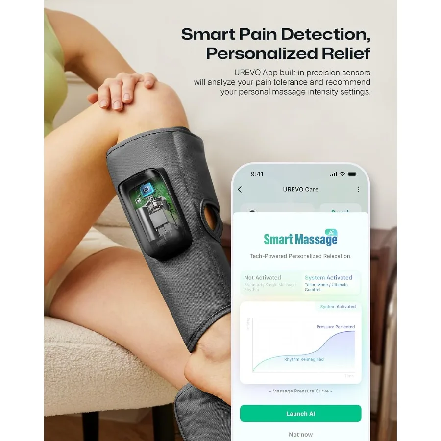 Massaggiatore per polpacci intelligente senza fili con adattamento al massaggio alimentato AIP e tecnologia di compressione dell'aria per una migliore circolazione sanguigna De