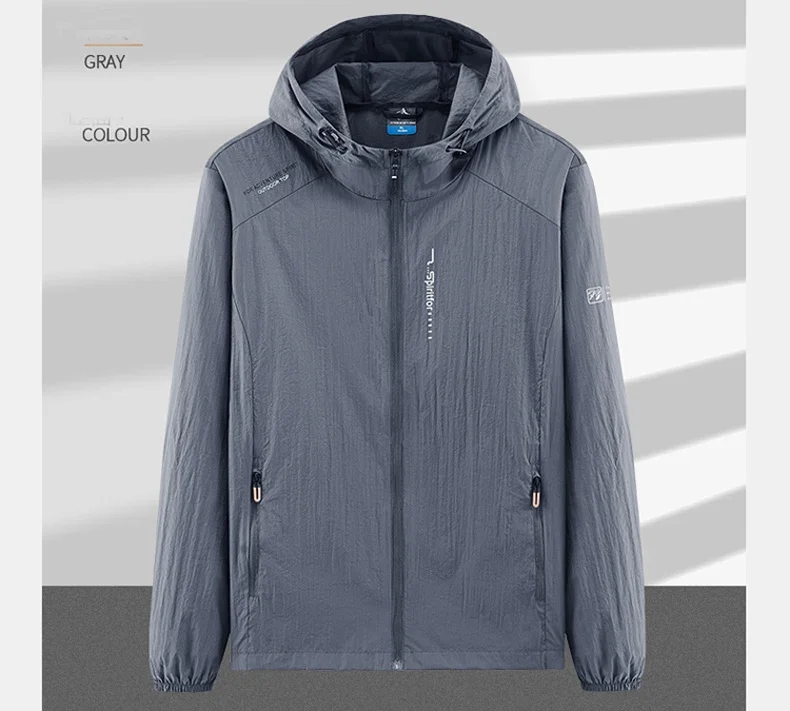 UPF50+ Summer Outdoor Quick Dry Sun-Protective Thin Jacket Men Hiking Fishing Cycling Hooded Gym Sport Ultra Light Windbreaker 157 S3236daa09c5f48d3b6d076a972422dff8
