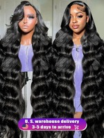 250 Density 32 36 Inch Body Wave 13x4 HD Transparent Lace Front Human Hair Wigs Brazilian Remy Loose Water Wave For Black Women
