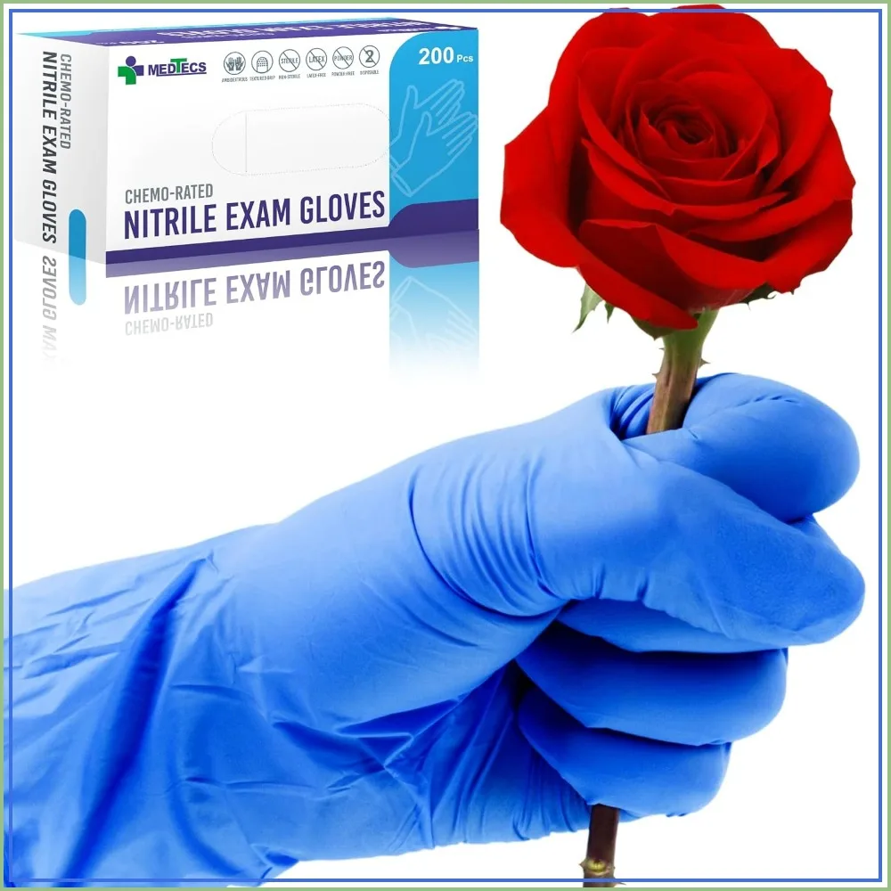 Nitrile Exam Gloves, 200ct - Medical Grade, Chemo-Rated, Latex-Free, Powder-Free, Textured Fingertips, 4 mil