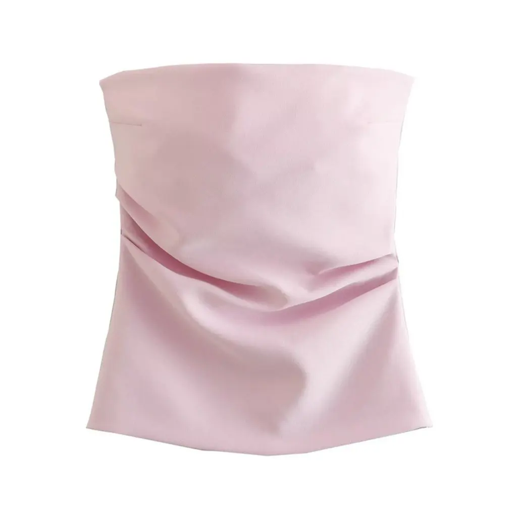 

Fashion Women's Sexy Off-Neck Tube Top Vest Pleated Waist All-Match Casual Wear M56367
