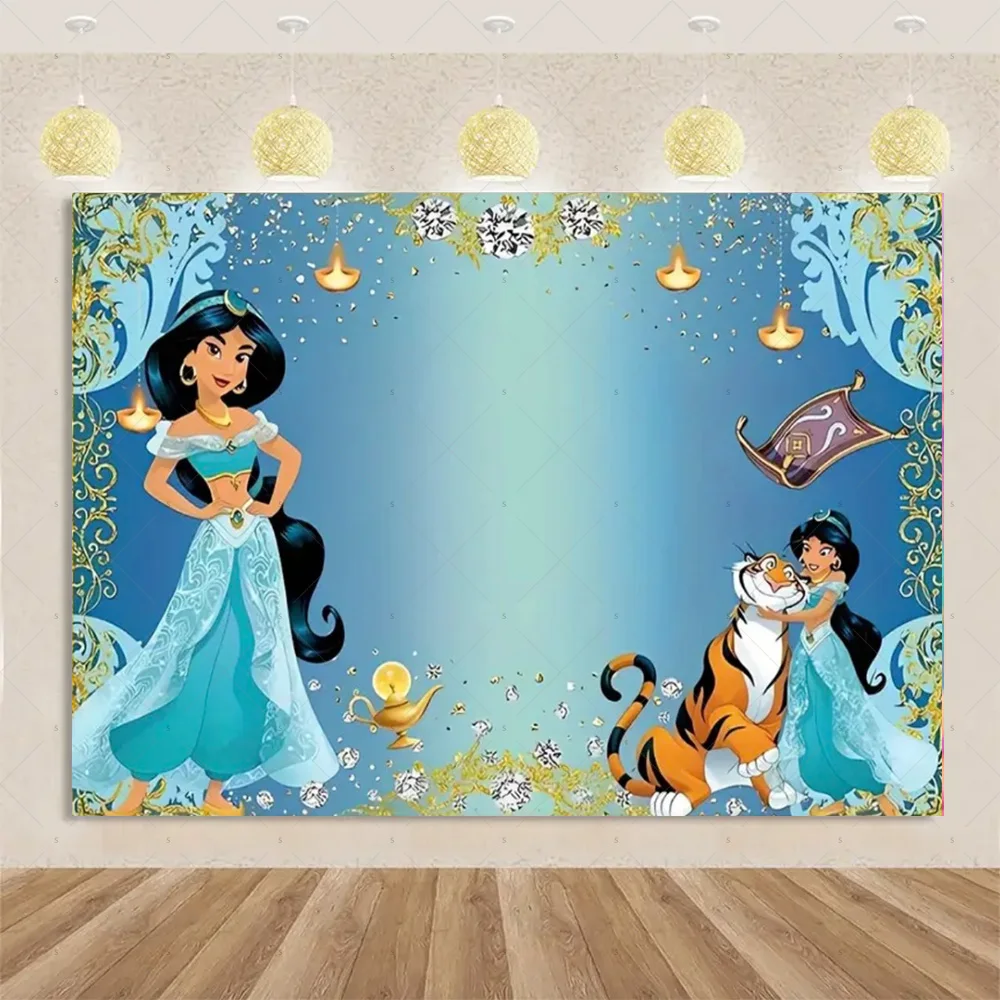 ديزني الياسمين الأميرة التصوير خلفية لوازم الكرتون علاء الدين خلفية راية عيد الفصح حفلة عيد ميلاد الديكور الدعائم