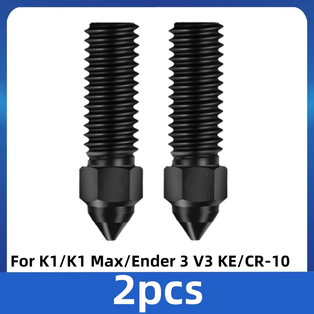 Creality 2PCS K1 Hardened Steel Nozzle 3D Printer 0.2/0.4/0.6/0.8mm Nozzles voor K1, K1 Max, Ender 3 V3 KE, CR-10 SE, CR-M4