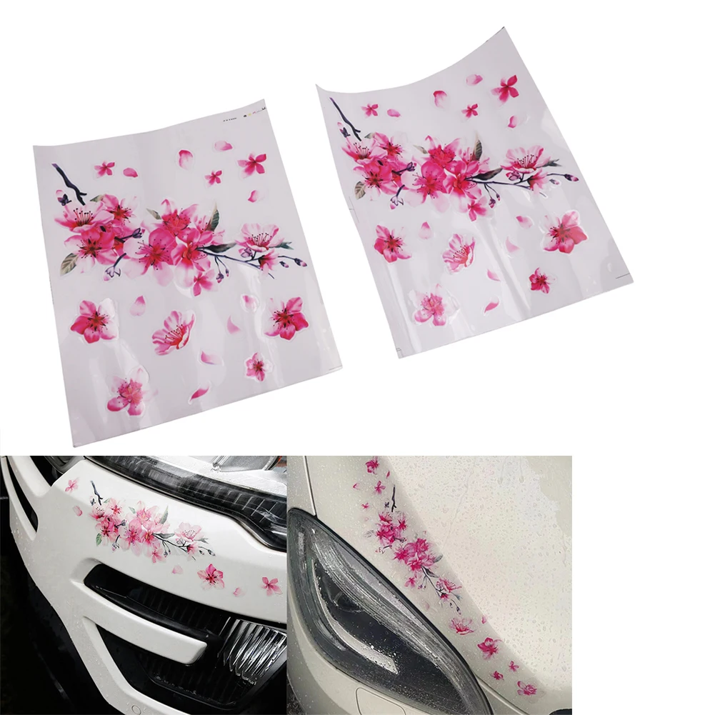 Set of 2 Vinyl Car Decals with For Cherry Blossom Design Scratch Protection Stickers for Cars Trucks Motorcycles and Boats