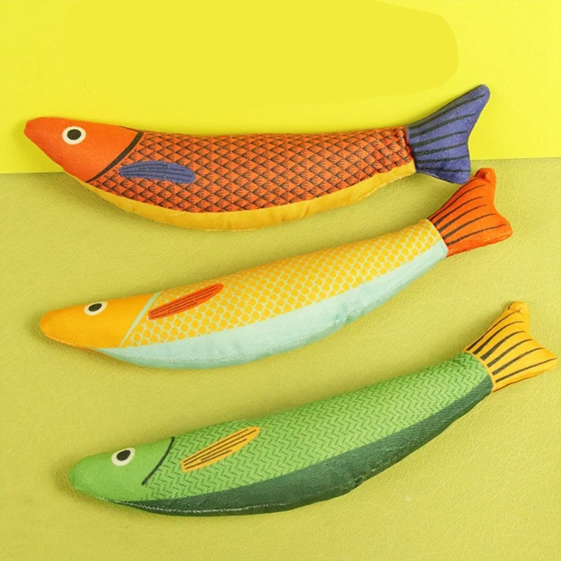 Juguetes para gatos de 3 piezas, pez Saury, juguete para masticar, hierba gatera, para interiores