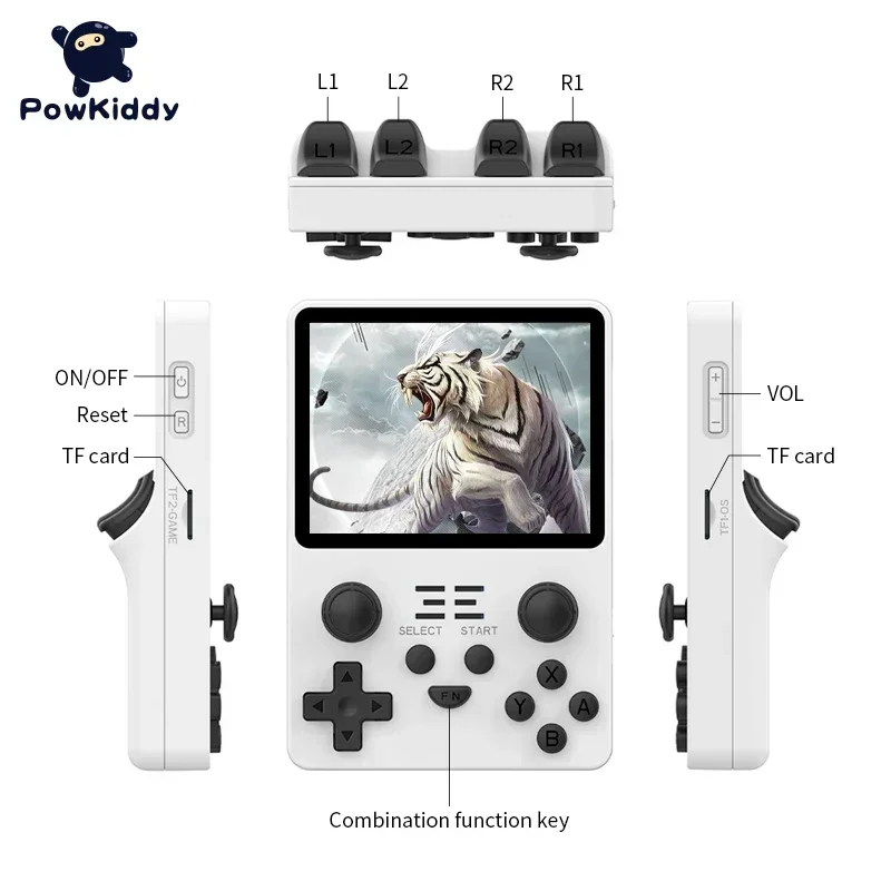 POWKIDDY-consola de juegos portátil RGB20S, sistema Retro de código abierto, pantalla IPS de 3,5 pulgadas 4:3, 20000 juegos integrados
