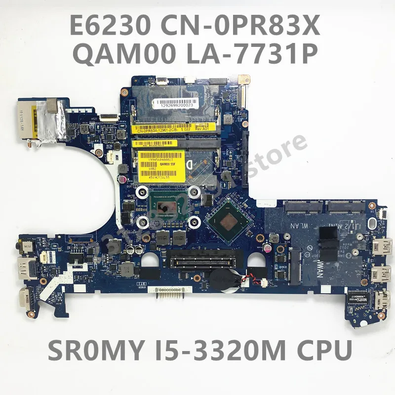 

CN-0PR83X 0PR83X PR83X Mainboard For Dell Latitude E6230 LA-7731P Laptop Motherboard With SR0MY I5-3320M CPU 100%Fully Tested OK