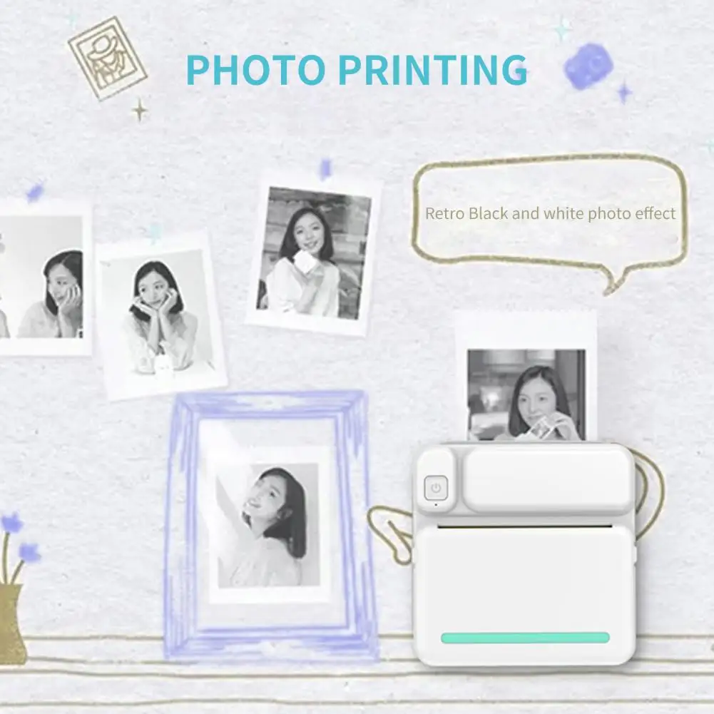 Pocket Printer Inkless Thermal Printing ABS Small Photo Printing Machine for Home