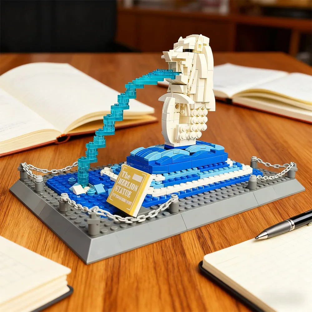 503pcs The Merlion Statye Singapore Model Building Blocks Architectural Room Decoration Perfect Christmas Birthday Gift