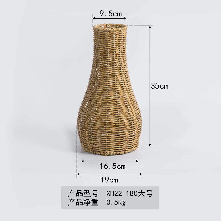 Handmade Vintage Creative Imitation Rattan Floor Vase Flower Arrangement Flower Tube Home Minimalist Decoration