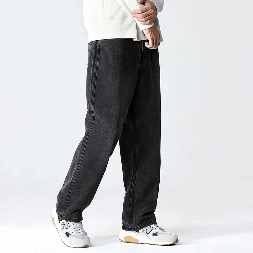 

Men Fashion Black Jeans Casual Denim Pants Straight Trousers Loose Baggy Streetwear Hiphop Harem Jeans Men Clothing