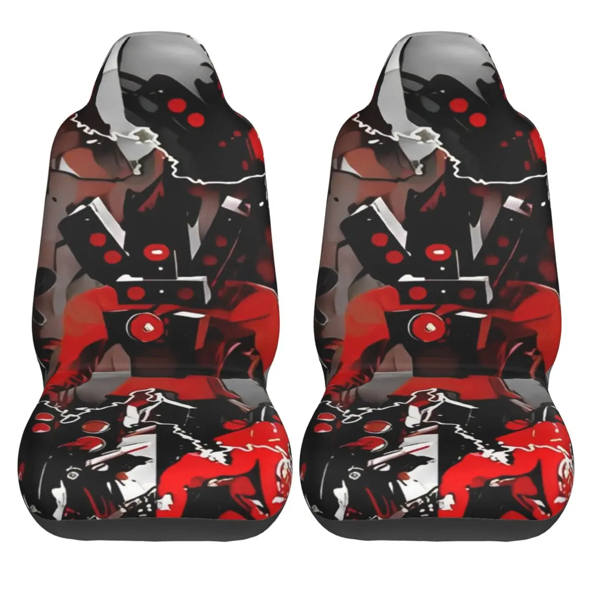 

Skibidi Toilet Speakerman Car Seat Covers Stretchable Two Pieces Auto Seat Covers Universal Interior Polyester Cover