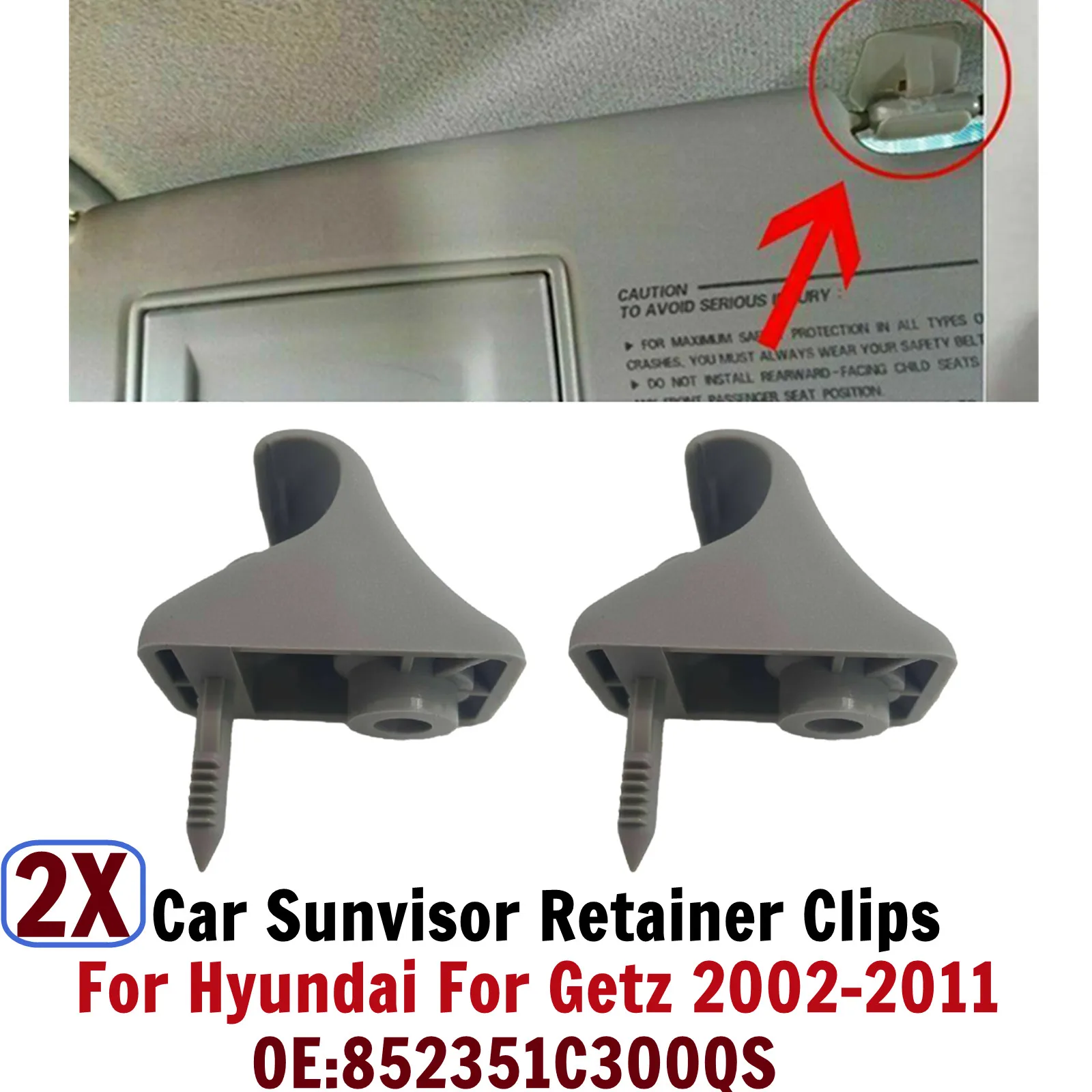 

2PCS Car Sunvisor Retainer Clips For Hyundai For Getz 2002-2011 852351C300QS Grey ABS Interior High Quality Car Clip Accessories