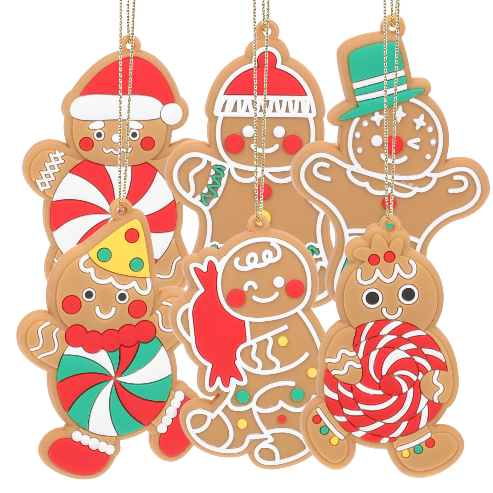 

12 Pcs Gingerbread Man Ornament Hanging Ornaments Christmas Decor Decoration Decorations Pvc