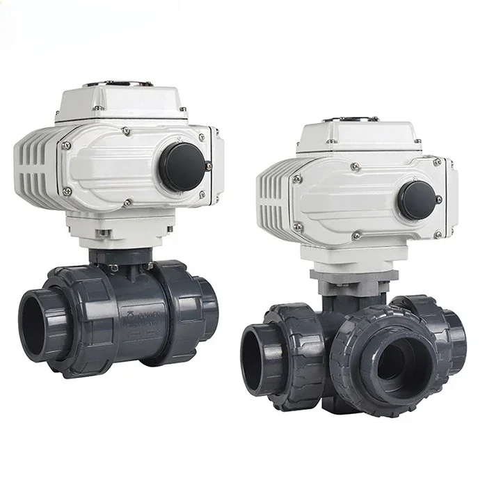 Customized electric 2-way and 3-way polypropylene ball valve flange end T-port 3-way