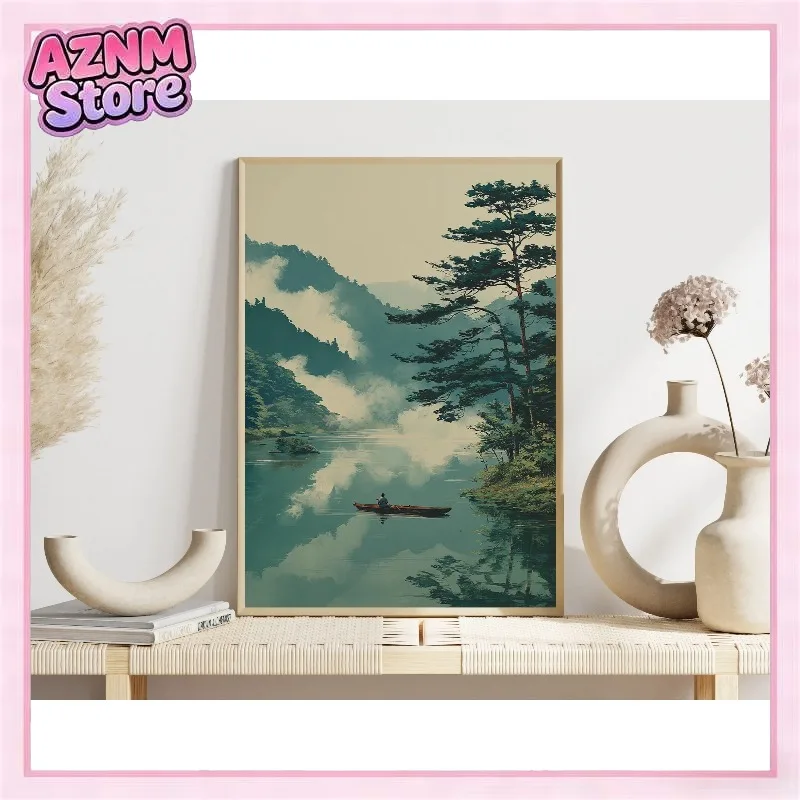 Green Nature Deep Woods Forest Tree Trunk Posters Ancient Pine Tree Prints Canvas Painting Wall Art Pictures Home Room Decor