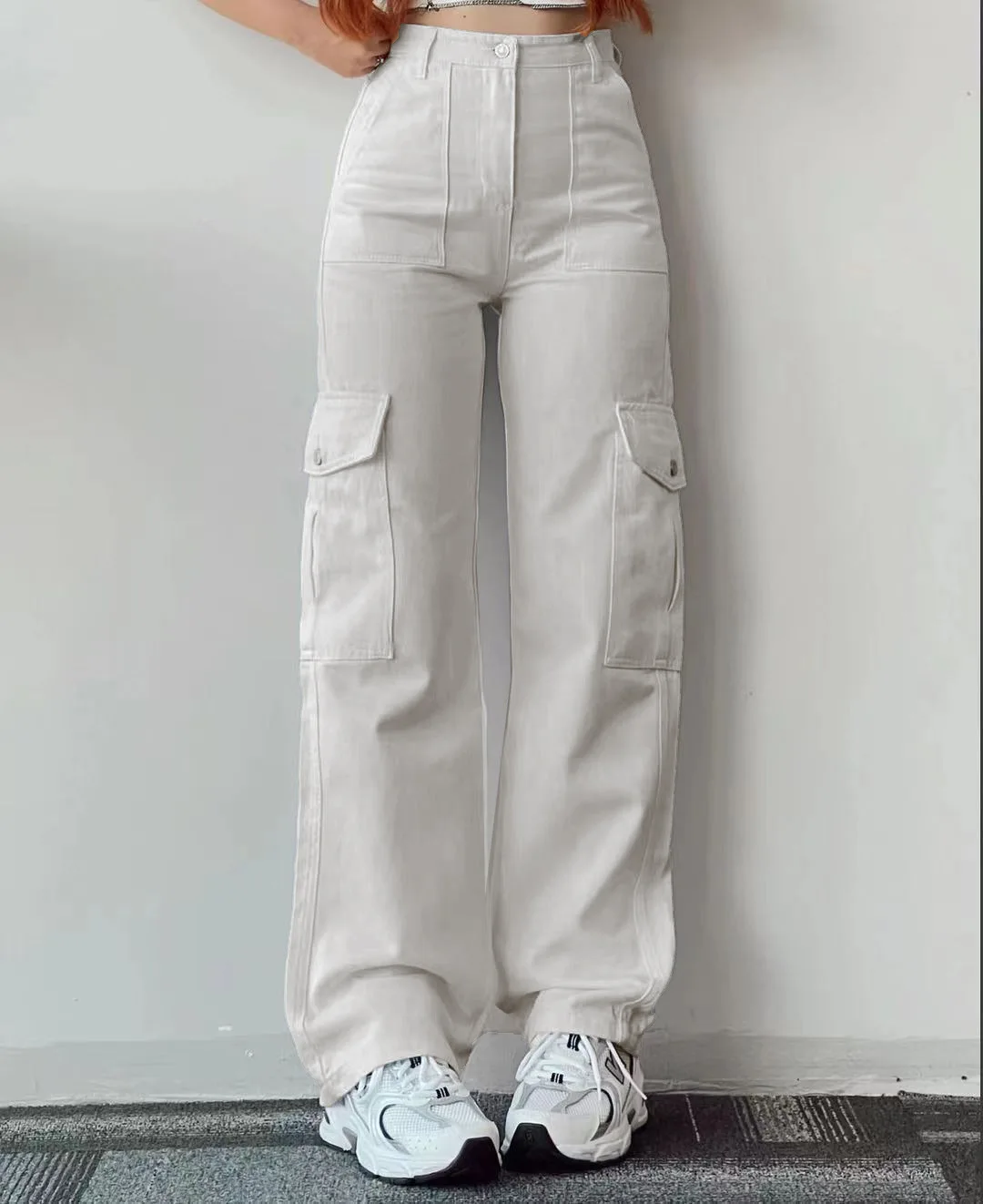 Women Vintage Cargo Pants Streetwear Techwear Korean Harajuku Parachute Pants Beige Sweatpants Wide Leg Joggers Trousers