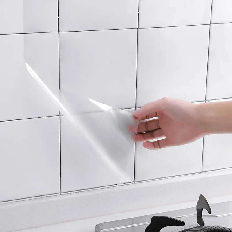 Grease Proof Kitchen Sticker High Temperature Tile Transparent Wall on The Stove Top Waterproof Self-adhesive Wallpaper