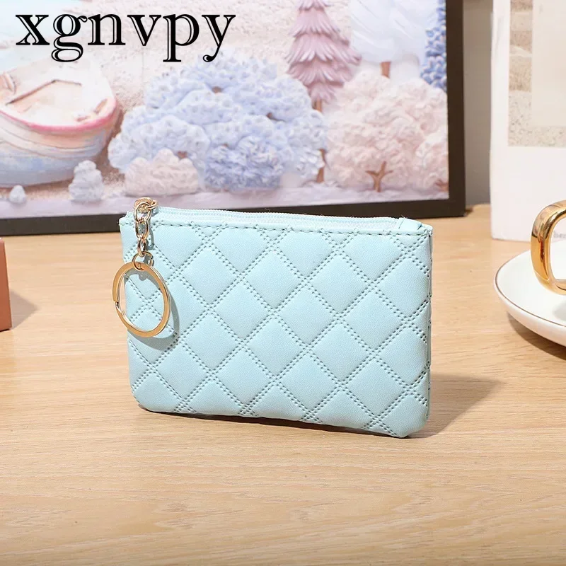 Xgnvpy-Mini porte-monnaie zippé en cuir PU pour femme, porte-clés, petit sac à main, créateur d'argent, poudres à main, porte-monnaie compact, mode