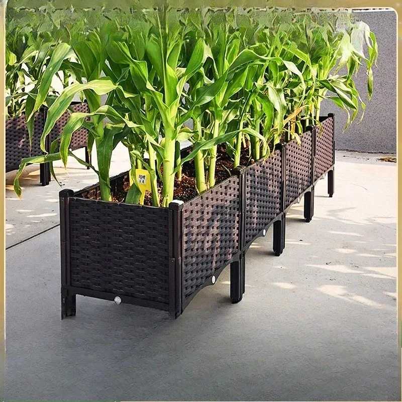 

Plastic planting box Balcony special box for growing vegetables and flowers with wheels rectangular