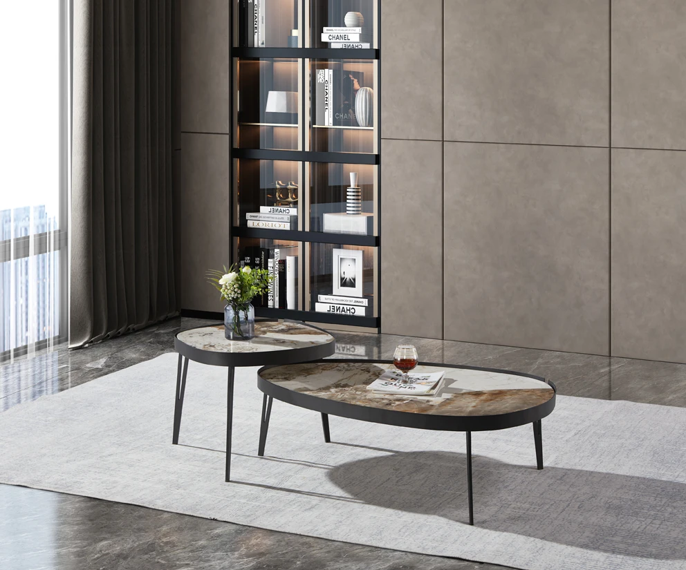New Model Modern Living Room Favourable Price Luxury Nordic Black Sand Coffee Table