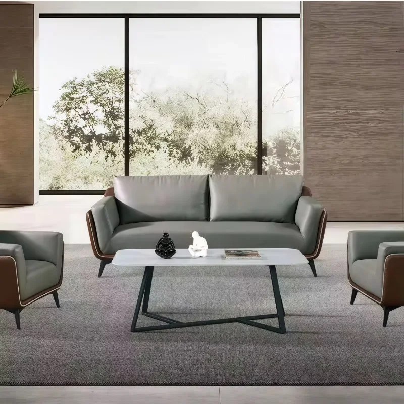 

Кожаный секционный диван U-образный угловой диван Современный дизайн гостиной Негабаритный канапе De Bureau Роскошная офисная мебель