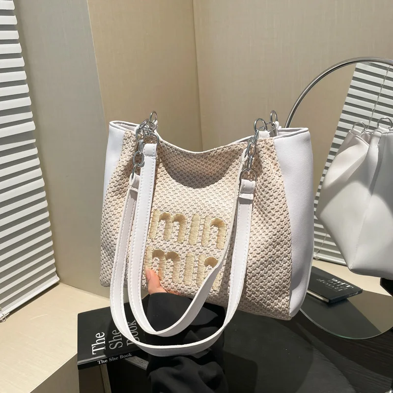 

Винтажная большая сумка 2025 года, просторная женская сумка через плечо, текстурированная пригородная сумка через плечо, повседневная сумка «день-ночь», минималистичный слинг