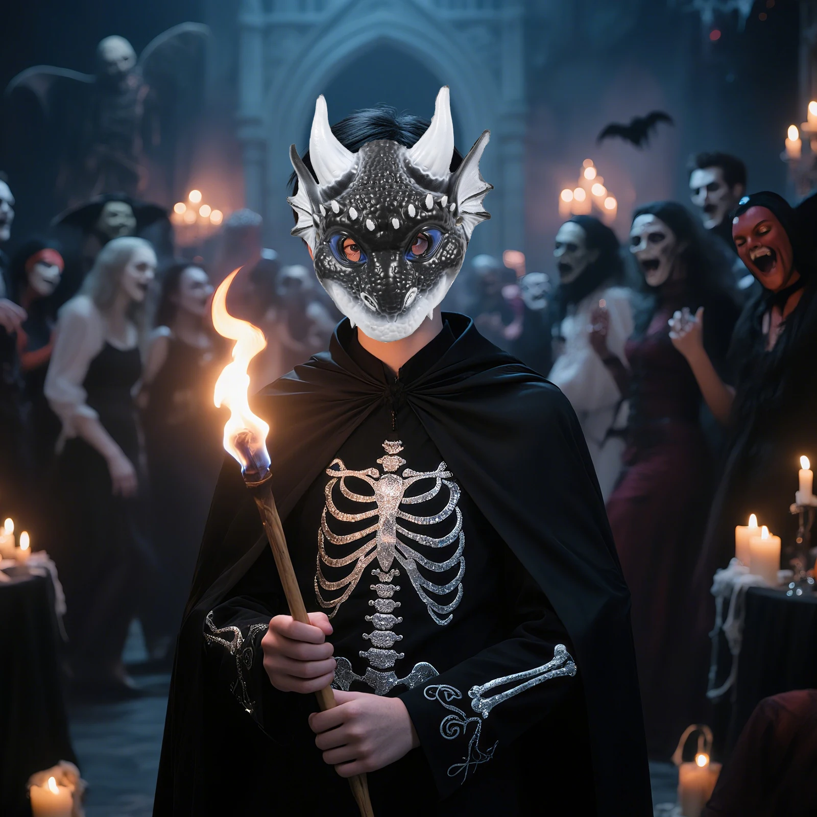 หน้ากากมังกรเด็ก ทำจากยางลาเท็กซ์ อุปกรณ์จัดปาร์ตี้ หน้ากากฮาโลวีน งานคาร์นิวัล หน้ากากสำหรับเด็ก งานเทศกาล ของประกอบการแสดง หน้ากากคอสเพลย์