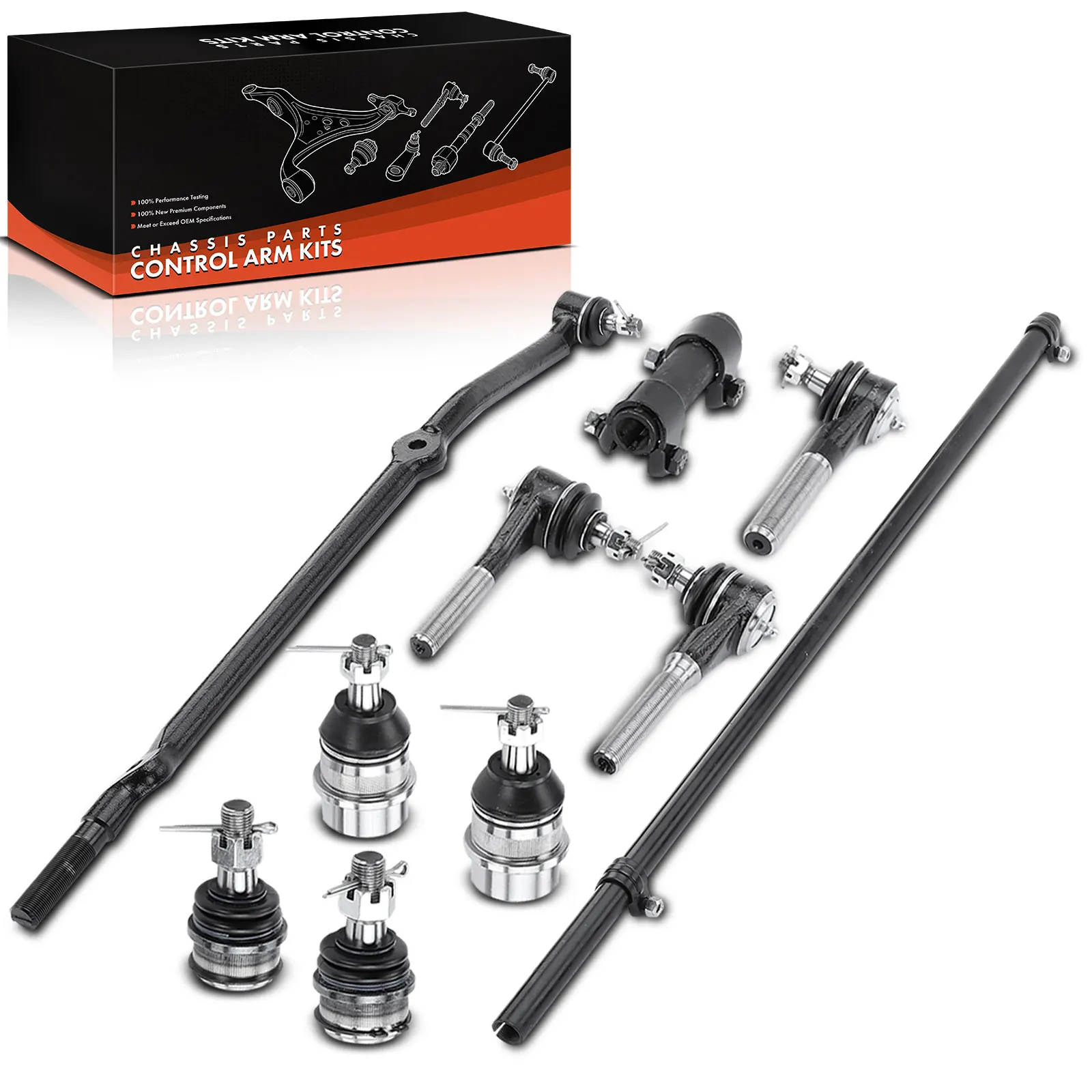 Frankberg 10-delige draagarmset vooras voor Jeep Cherokee XJ 1991-2001 K3161T ES3094L ES3095R ES2079S ES3096L K3134T