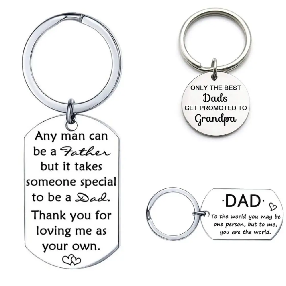 1PC Gift Lettering Key Chain Best Dads Hang Tag Key Ring Pendant Stainless Steel Key Holder Bag