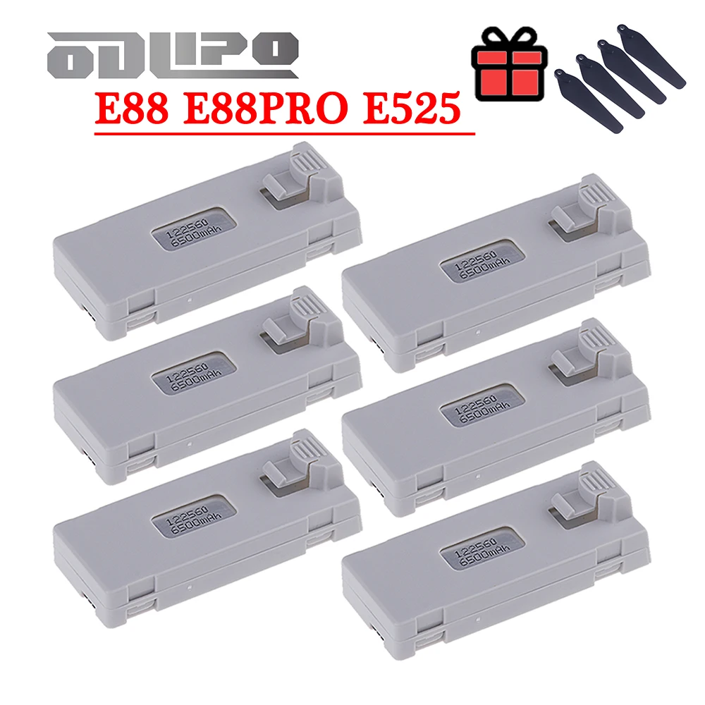 Original E88 Battery 3.7V 6500mAh Lipo Battery For E88 E88PRO E525 E99 P1 K3 P10 A13 S98 RC Quadcopter Drone Parts Batteries