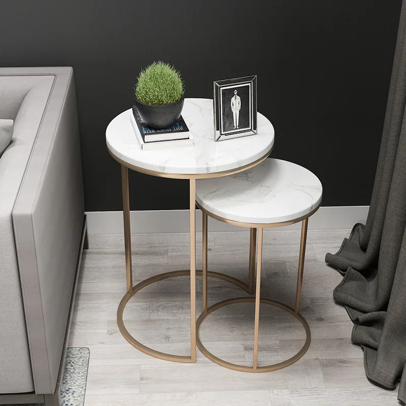 

Nordic Japanese side table creative round small coffee marble sofa bedside table fashion corner side cabinet