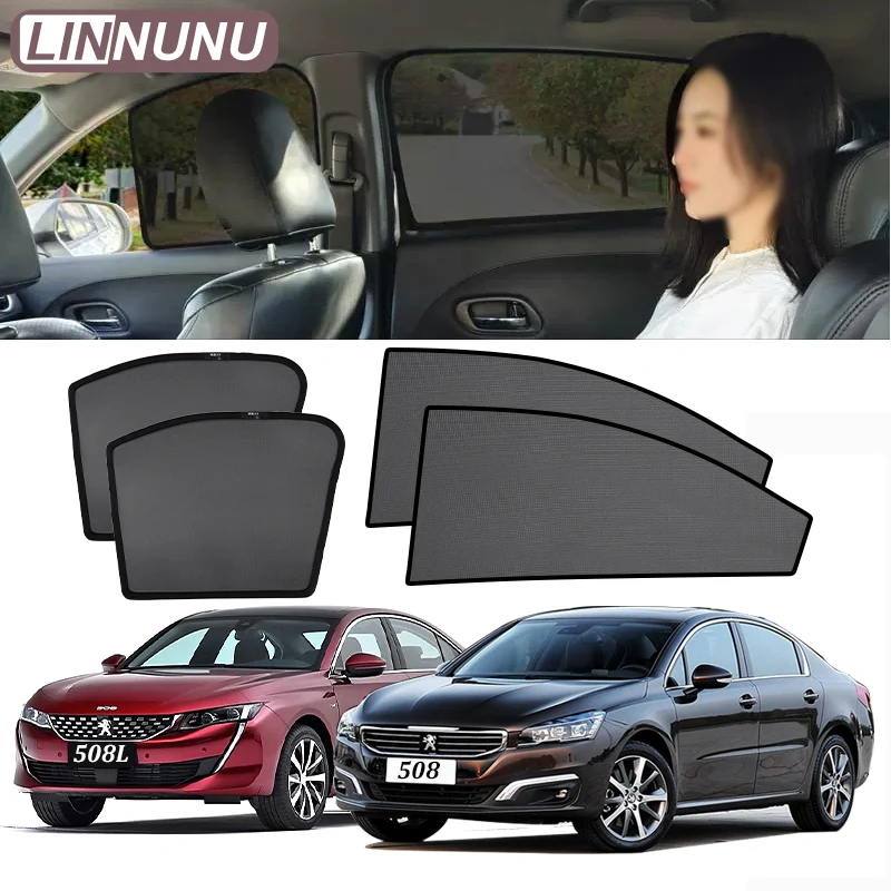 

LINNUNU Magenetic Car Sunshade Windshield Curtain Side Window Sun Shade UV Protection For peugeot 508 508L 2010-2025 accessories