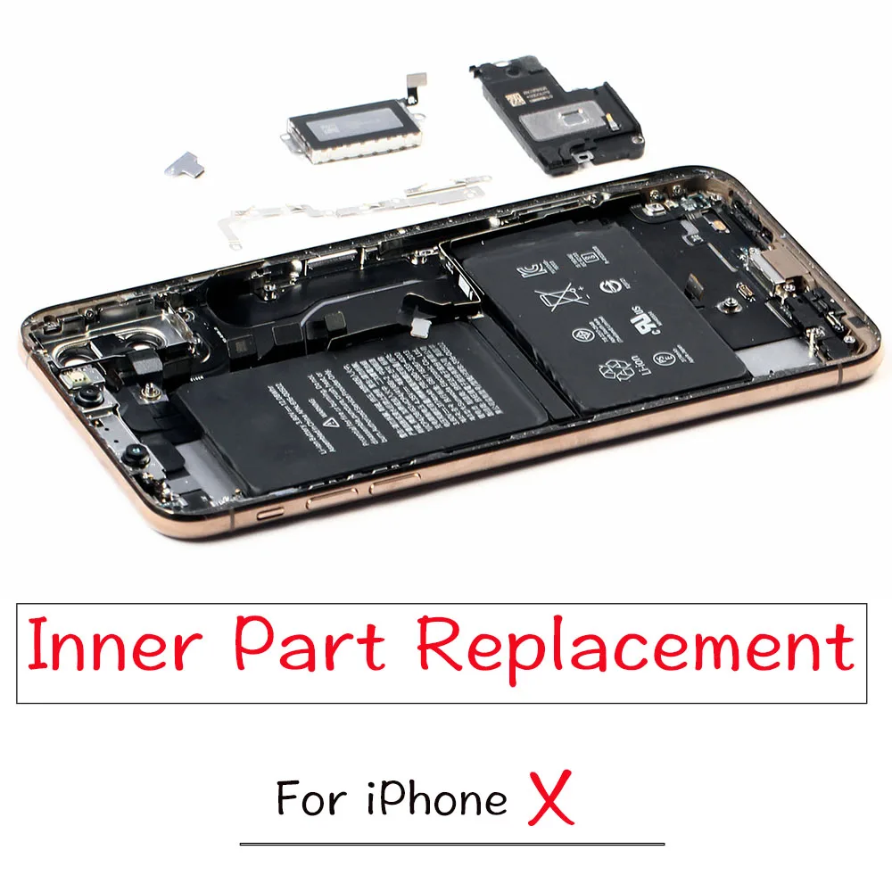 

Полный комплект внутренних запчастей для iPhone X: кнопка питания, кнопка громкости, динамик, шлейф зарядки, металлический кронштейн, винты, Wi-Fi