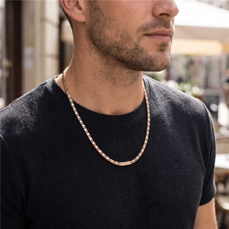 Kalen Stainless Steel Magnetic Necklace for Men Classic Square Link Chain Gold Color Minimalist Male Collar Jewelry Gift For Him