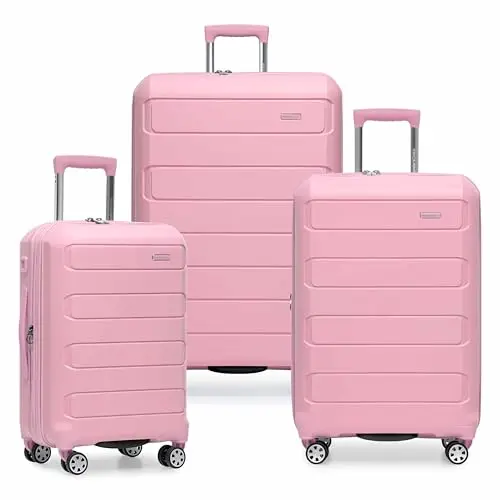 

Traveler's Choice Pagosa Indestructible Hardshell Expandable Spinner Luggage, Pink, 3-Piece Set (22/26/30)