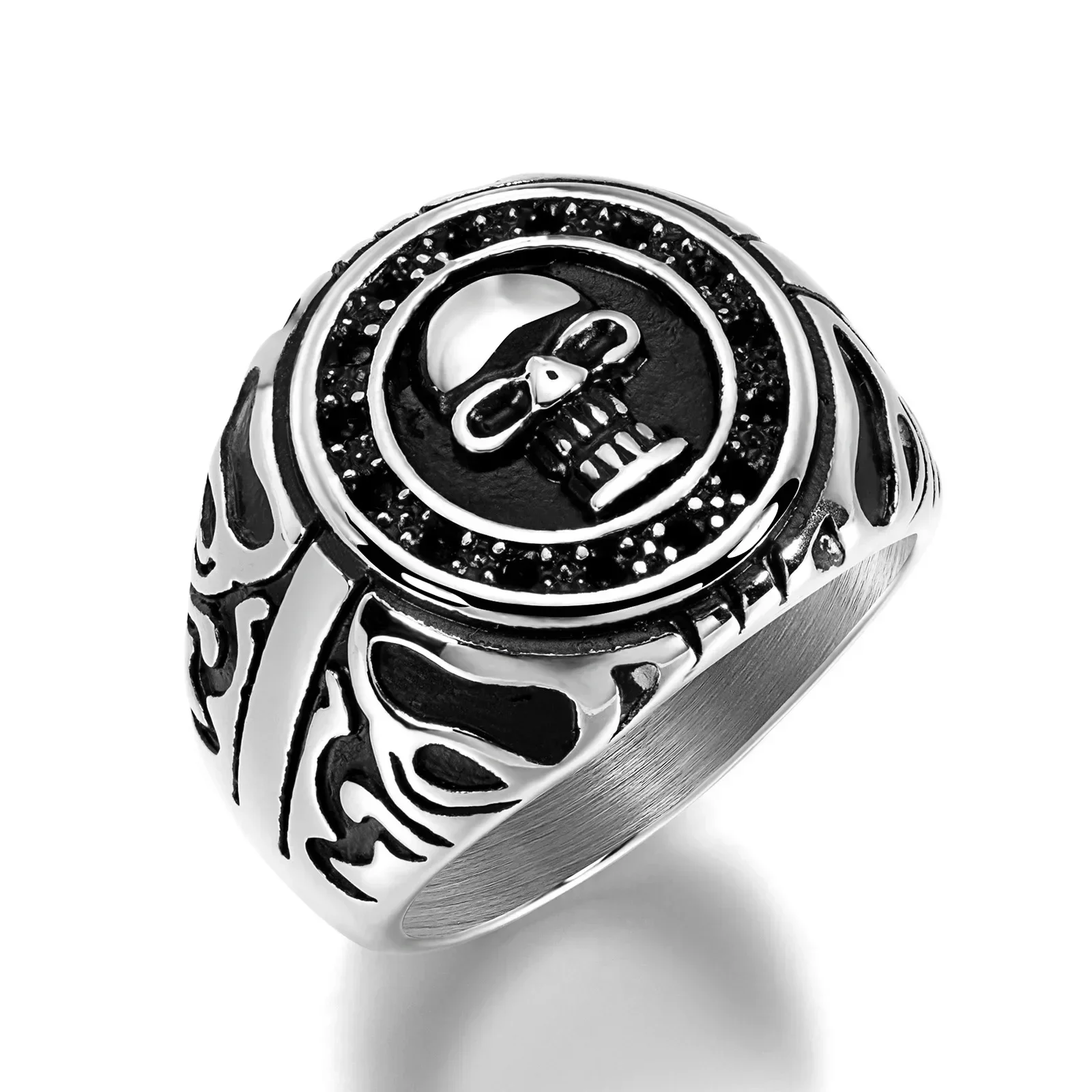 Western Cow Skeleton Rings,Stainless Steel Retro Men Finger,Fashion Punk Jewelry