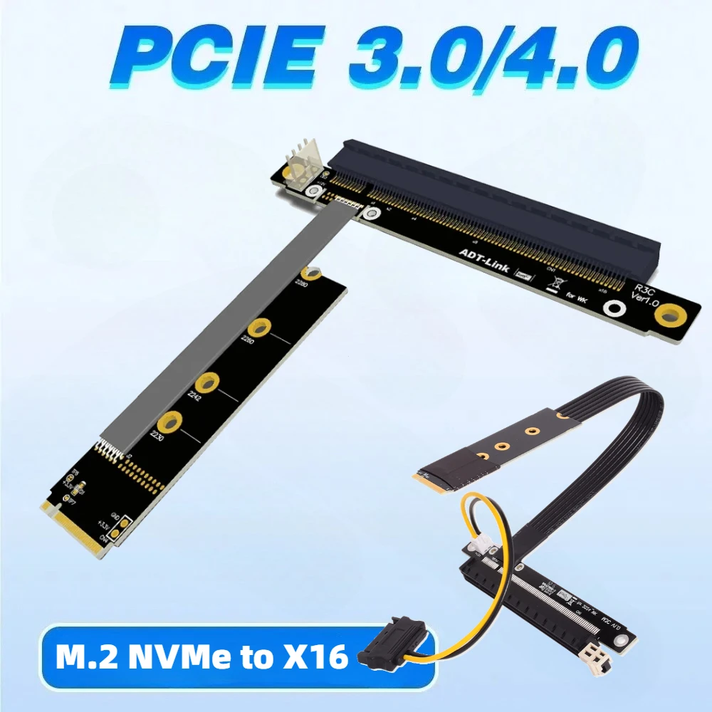 Adaptador M.2 NVMe a PCI Express 16x para Tarjetas Gráficas, Extensión M.2 x16 PCI-e 4.0/3.0 x1 a Plena Velocidad para GPU NVIDIA AMD A N, Tarjeta para PC