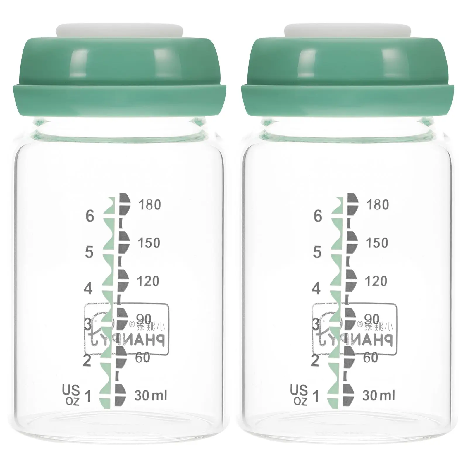 2 Pcs 180ml Glass Breast Milk Storage Bottles Wide Mouth Eco Friendly Safe For Baby Green Transparent Practical