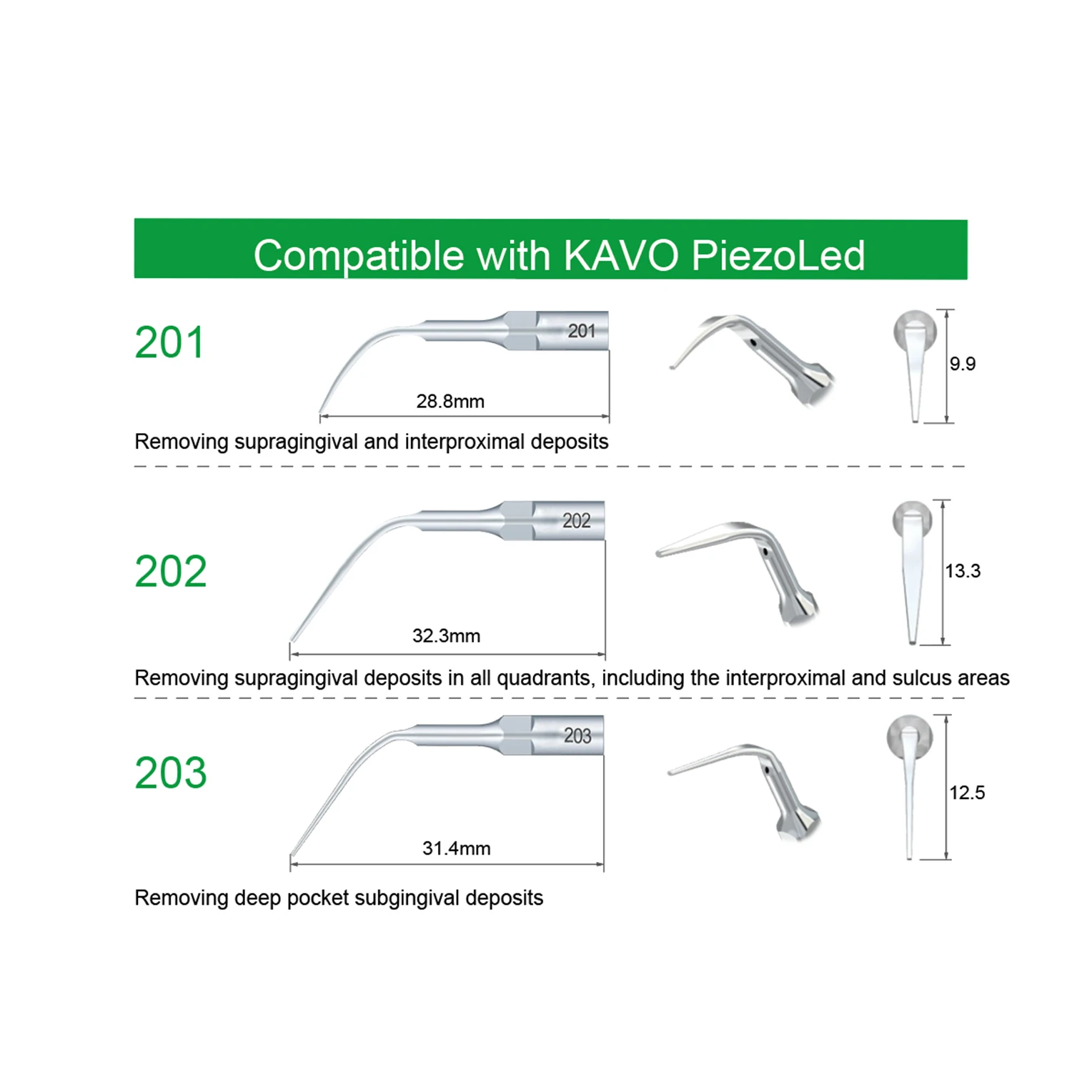 For KAVO PiezoLed Dental  Ultrasonic Scaler Handpiece Tip Scaling Tips 201 202 203 Removing Supragingival Teeth Cleaing Health