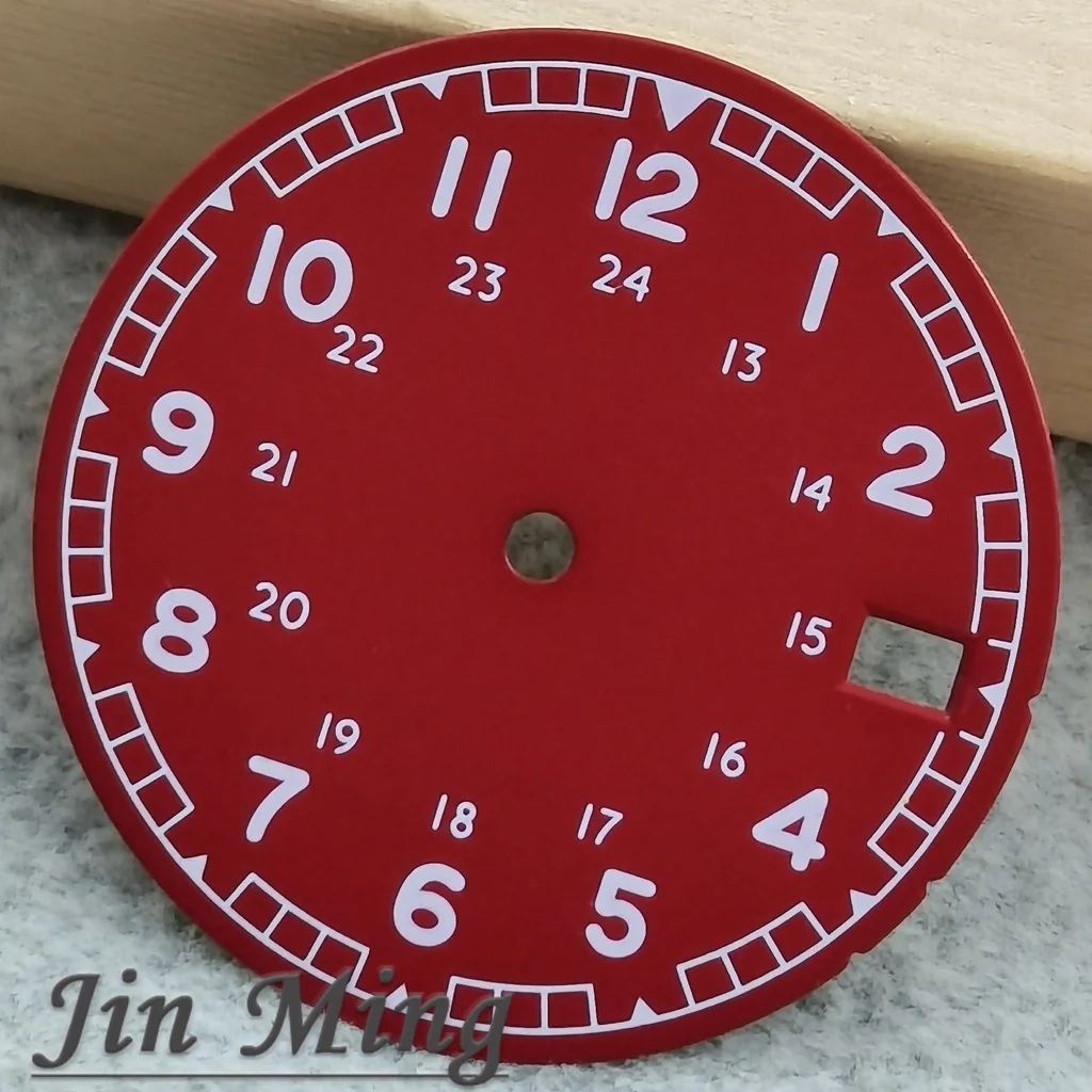 High Quality 28.5mm Pilot Watch Dial 24H Scale Date Window Fit NH35 NH36 Movement Arabic Numerals Watch Face