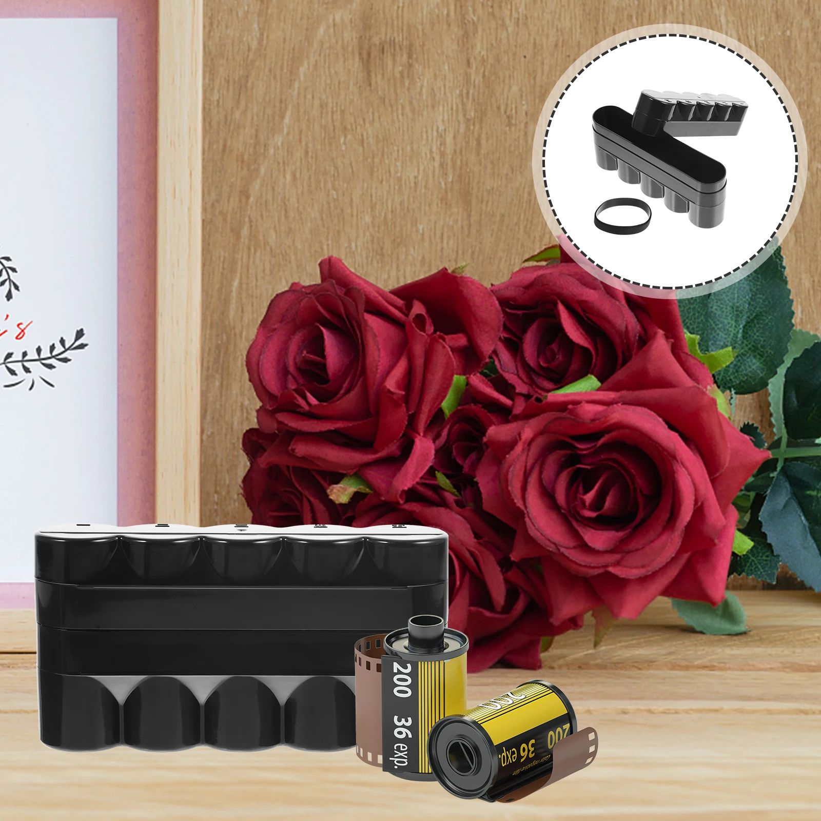 

Canisters Holder Hard Plastic Box For Film Roll Storage Empty Container Case With Cover Durable Organizer For 5 Rolls Film