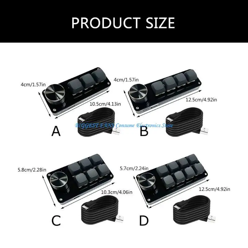F68B 3Key/4Key/6Key/8Key Mechanical Macro Keypad مع تخصيص المقبض ، مفاتيح حارة قابلة للتبديل للاعبين والمبرمجين