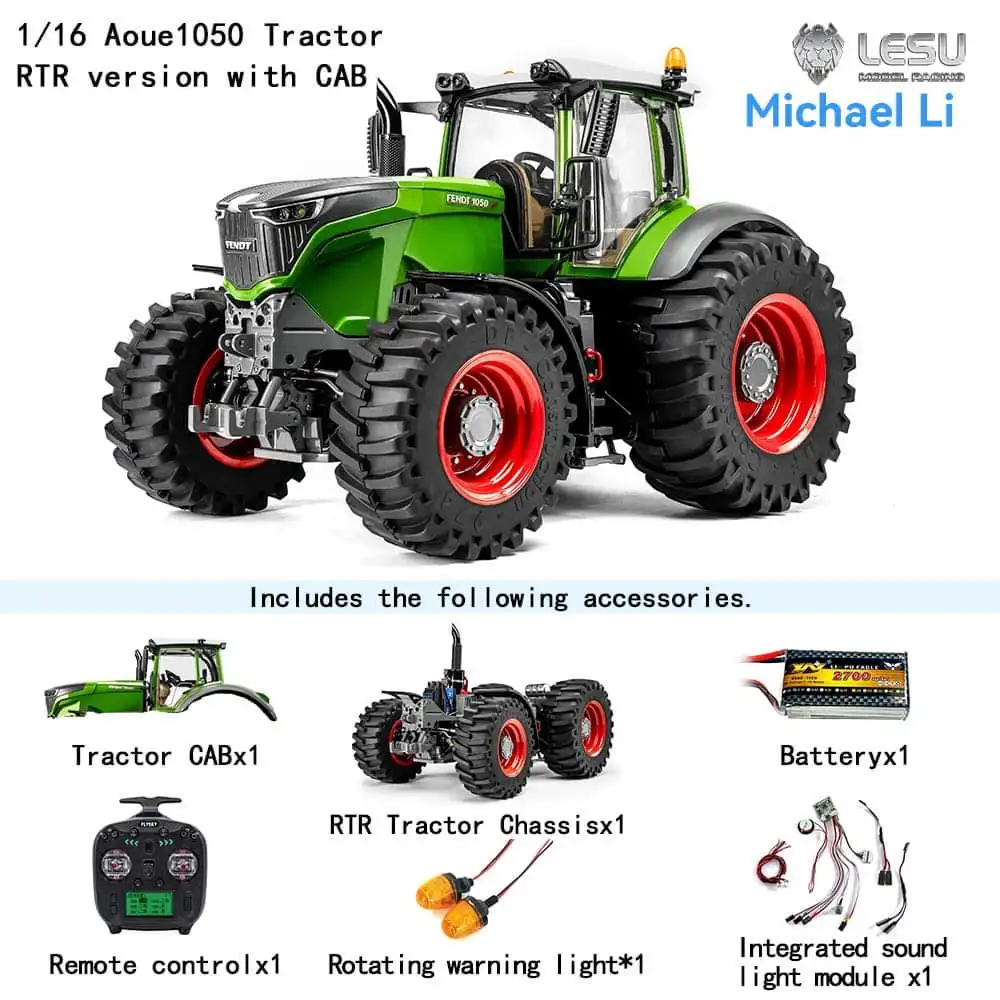 

In Stock Toy LESU 1/16 4X4 RTR 1050 RC Tractors Metal Finished Chassis Painted Model with Cabin Differential Lock Controlled Car