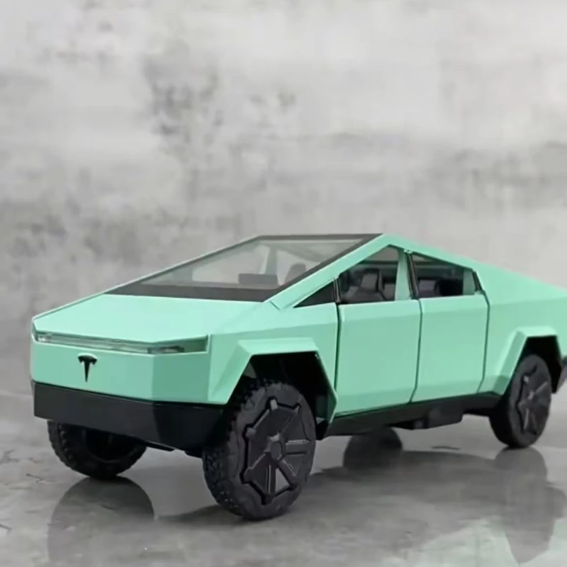 

1:32 Tesla Cybertruck Pickup, модель автомобиля из сплава, литая под давлением игрушечная машина, звук и свет, имитация автомобилей, модель игрушки, подарок, игрушки для любви