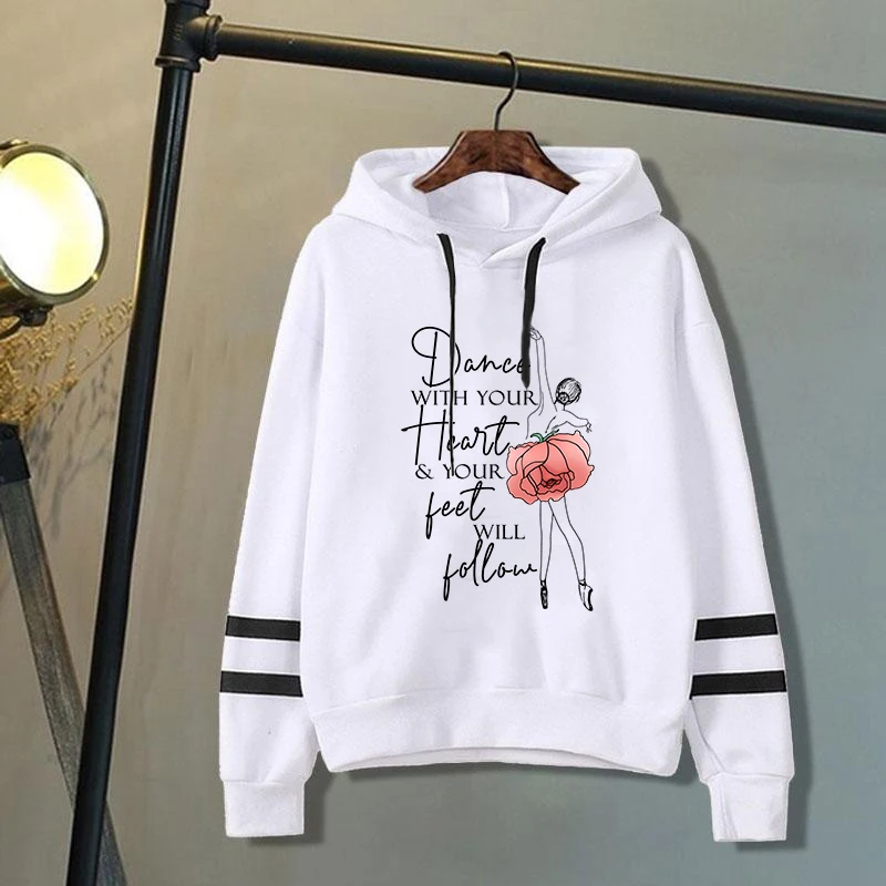 New Fashion Dance With Your Heart Your Feet Will Follow Printed Hoodies Men Women Casual Stripe Long Sleeve Y2k Hoodies