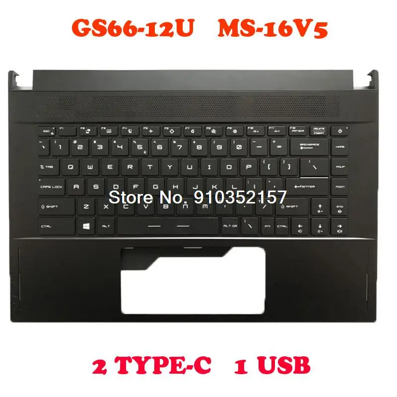 Imagem -01 - Rgb Backlit Palmrest & Teclado dos Eua para o Msi Discrição Gs6612u Gs66 12ue 12ug 12ugs 12uh 12uhs 15.6 Inglês 2tipo-c 1usb Gs66 Ms16v5 rgb backlit palmrest teclado dos eua para o msi discricao gs6612u gs66 12ue 12ug 12ugs 12uh 12uhs 156 ingles 2tipo c 1usb gs66 ms16v5 01
